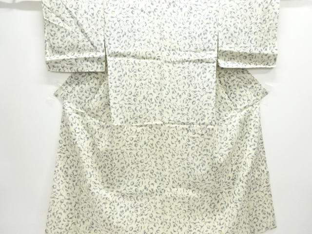 アンティーク　本麻　草花模様織り出し着物